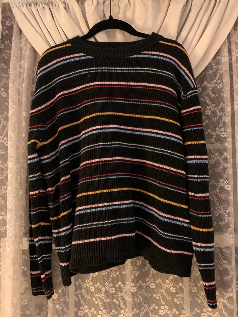 POPSUGAR Black Multi-Stripe Knit Sweater